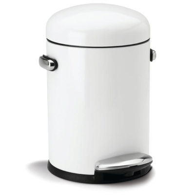 Simplehuman 4.5 Litre Round Retro Pedal Bin – White Steel Simplehuman 4.5 Litre Round Retro Pedal Bin – White Steel